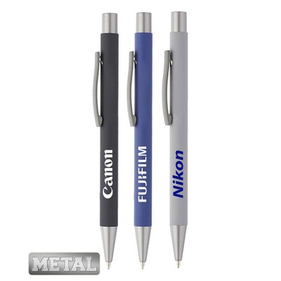 Union Printed - Rubber Coated Metal Pens - 1 Color Logo