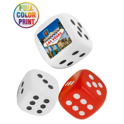 Union Printed - 2.75" - Dice Shaped Stress Balls Reliever with Full--Color Logo