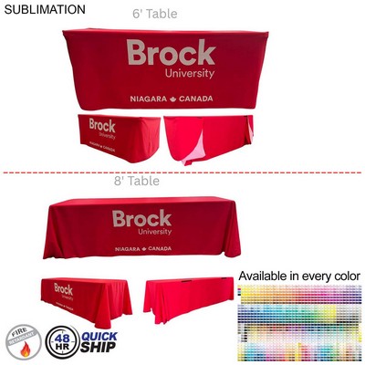 48 Hr Quick Ship - Sublimated Convertible Table Cloth, Converts from 8' to 6', Drape style, 4 sided
